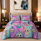 Cute Labubu Fantasy Printed Bed Sheet