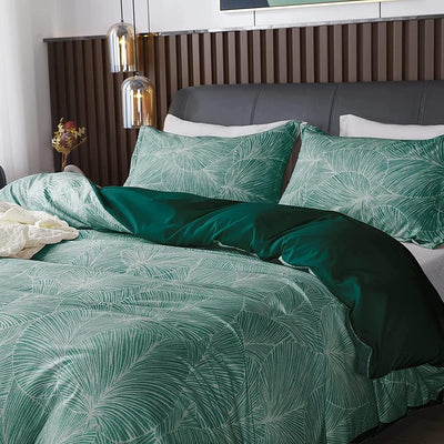 Tropical Leaves Printed Bedding Duvet Set – Artistic & Elegant