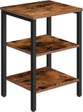 End Table, Nightstands with 3-Layer Storage Shelves, Side Table for Small Spaces