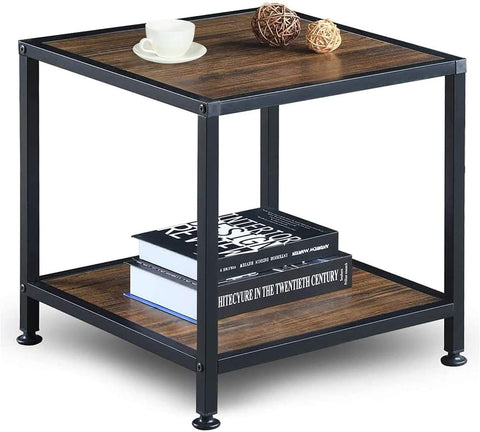 Table with Storage Shelf Metallic Frame