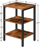 End Table, Nightstands with 3-Layer Storage Shelves, Side Table for Small Spaces