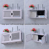 Constricted Router Wifi Double Door Wall Mounted Floating Bracket Shelve - The Linen House