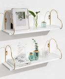 Golden Heart Floating Shelves for Bathroom Cute Romantic Modern Wall Mounted