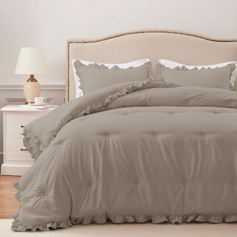 Soft in Beige Ruffle Comforter Set