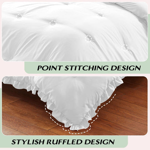 White Whisper  Ruffle Comforter Set
