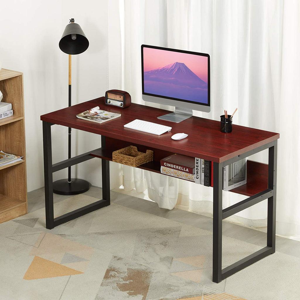 Computer Desk with Bookshelf, Modern Office Desk with Storage Shelves ...