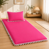 Luxury Pom Pom Lace Floor Mattress with Pillow Set