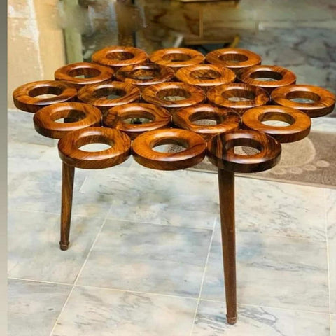 Curly Donuts Table (Shisham) - The Linen House