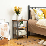 End Table, Nightstands with 3-Layer Storage Shelves, Side Table for Small Spaces - The Linen House