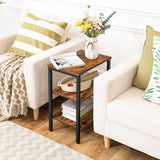 End Table, Nightstands with 3-Layer Storage Shelves, Side Table for Small Spaces - The Linen House