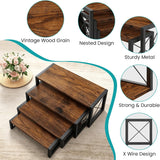 4-Tier Rustic Wooden Cupcake Display Stand – Metal Frame Dessert & Cake Riser Set