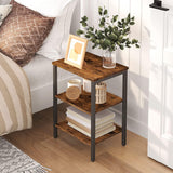 End Table, Nightstands with 3-Layer Storage Shelves, Side Table for Small Spaces - The Linen House