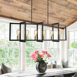 Farmhouse Kitchen Island Pendant Light Fixtures Ceiling 6-Light Rustic Hanging Chandelier