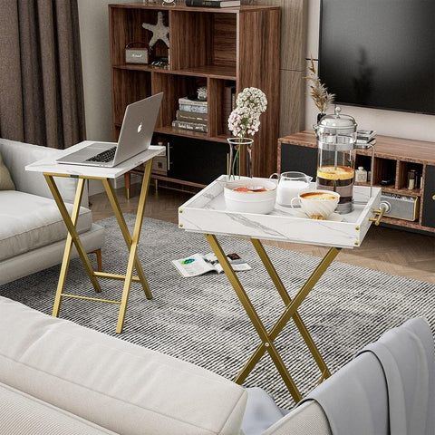 Folding Tables with Removable Serving Tray - The Linen House