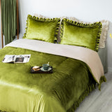 Olive Green Velvet Duvet Set
