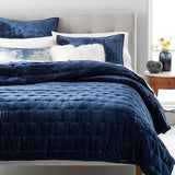 Quilted Velvet Bedspread Navy