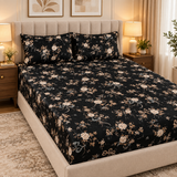 Black Vintage Ribbon Floral Fitted Sheet
