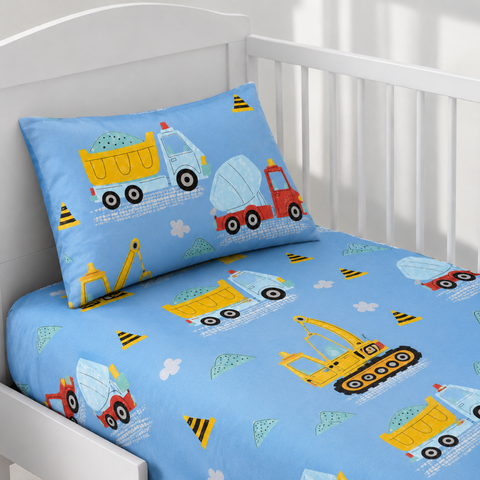 Tiny Builder Baby Crib Sheet & Pillow
