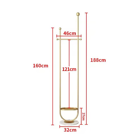 Modern gold metal freestanding coat rack