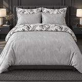 Luxury 2-in-1 Reversible Duvet Cover Set – Jacquard Front & Printed Cotton Reverse