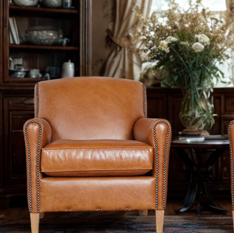 Modern Upholstered Armchair Nailhead Trim Accent Chair