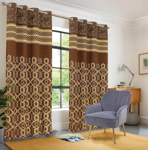 Light Brown Jacquard printed curtains