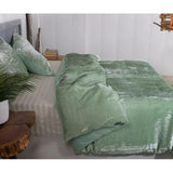 Plain Velvet Duvet Set Green