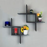 Floating Shelves Black Wall Mounted Cross Design - The Linen House