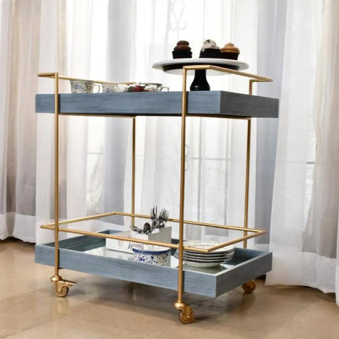 Trolley Table Grey with Gold - The Linen House