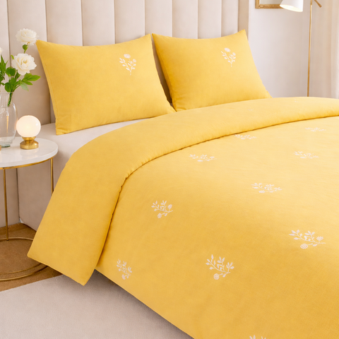 Yellow Embroidered Bedding Set