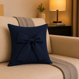 Premium Bow Throw Cotton Cushion Cover