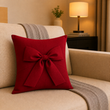 Premium Bow Throw Cotton Cushion Cover