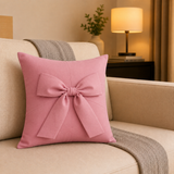 Premium Bow Throw Cotton Cushion Cover