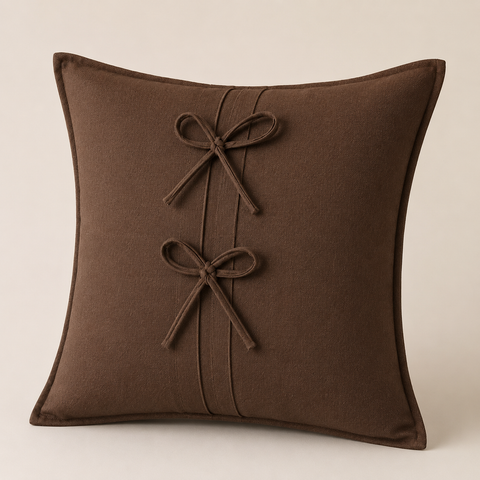 Luxury Cotton Cushion Cover with Double Bow Design