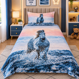 Wild Sea Horse Splash Kids Bedsheet