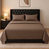 Brown Stripe Printed  Bed Sheet