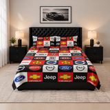Automotive Patchwork Printed  Bed Sheet