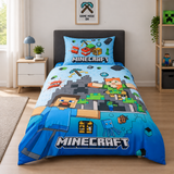 Blue Minecraft  Kids Bedsheet