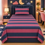 Navy & Pink Striped  Kids Bedsheet