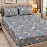 Slate Blue Rose Ribbon Fitted Sheet