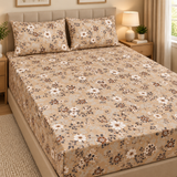 Beige Blossom Floral Fitted Sheet