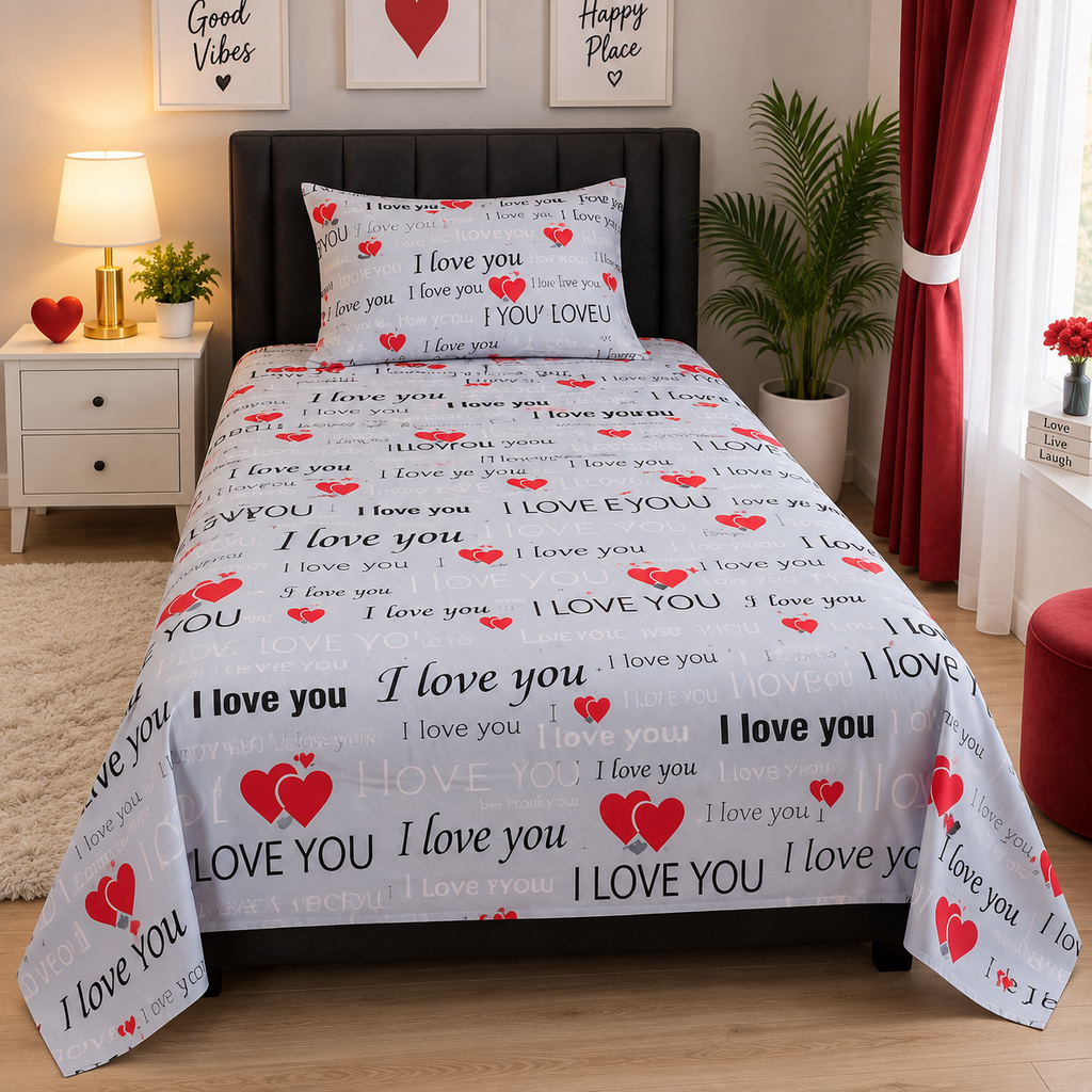 Love Heart Single Bedsheet