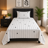Black & White Heart Single Bedsheet