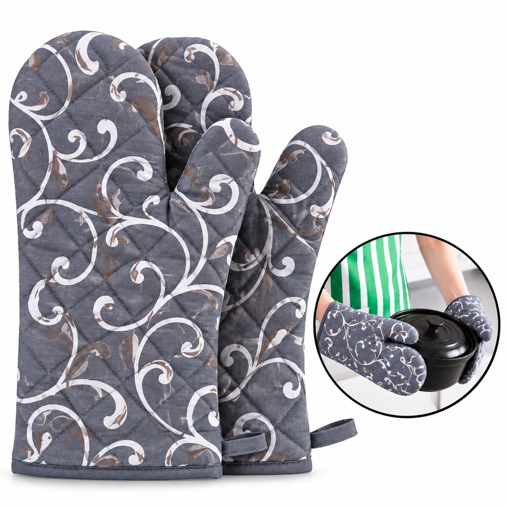 Quilted Cooking Gloves with Hanging Loops