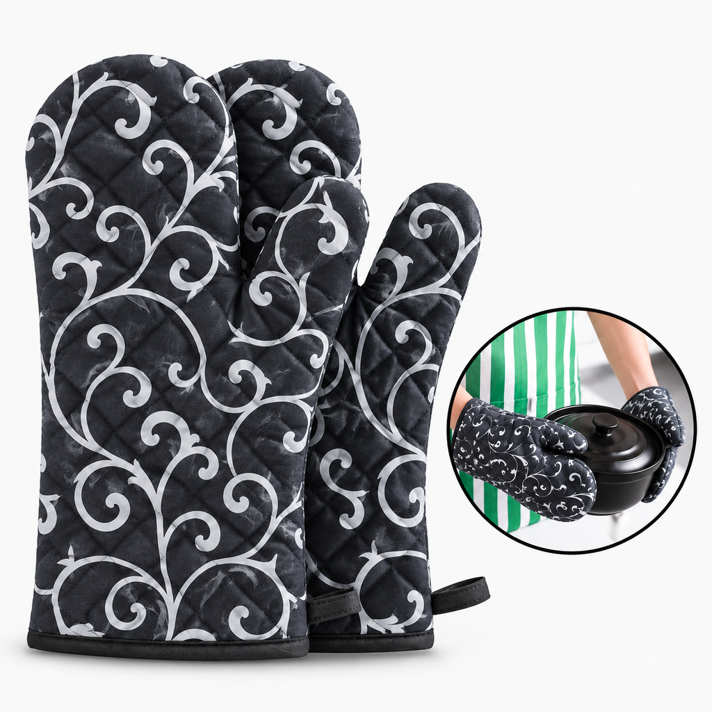 Quilted Cooking Gloves with Hanging Loops