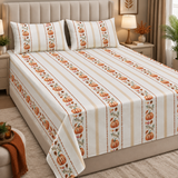Premium Cream & White Printed Bed Sheet