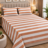Minimalist Terracotta Stripe Printed Bed Sheet
