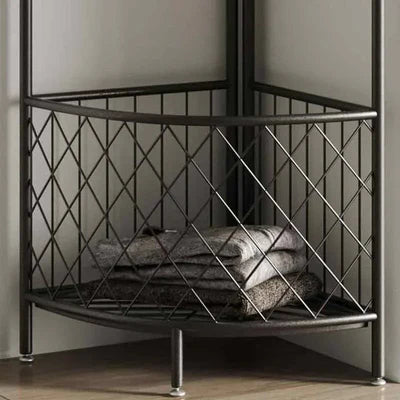 Corner clothing rack with storage basket
