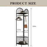 Corner clothing rack with storage basket