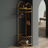 Corner clothing rack with storage basket